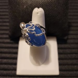 Blue Agate Octopus Ring NWOT